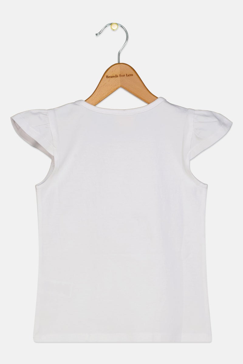 Hamleys Toddlers Girl Crew Neck Short Sleeve Graphic Print Top, White - Image 2